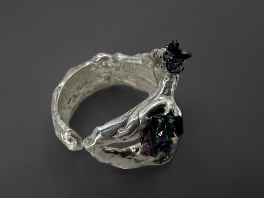 Black Stone Open Ring