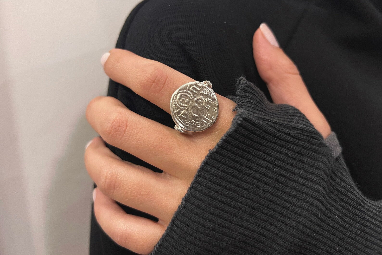 Geo Coin Inspired Ring LevenExclusive