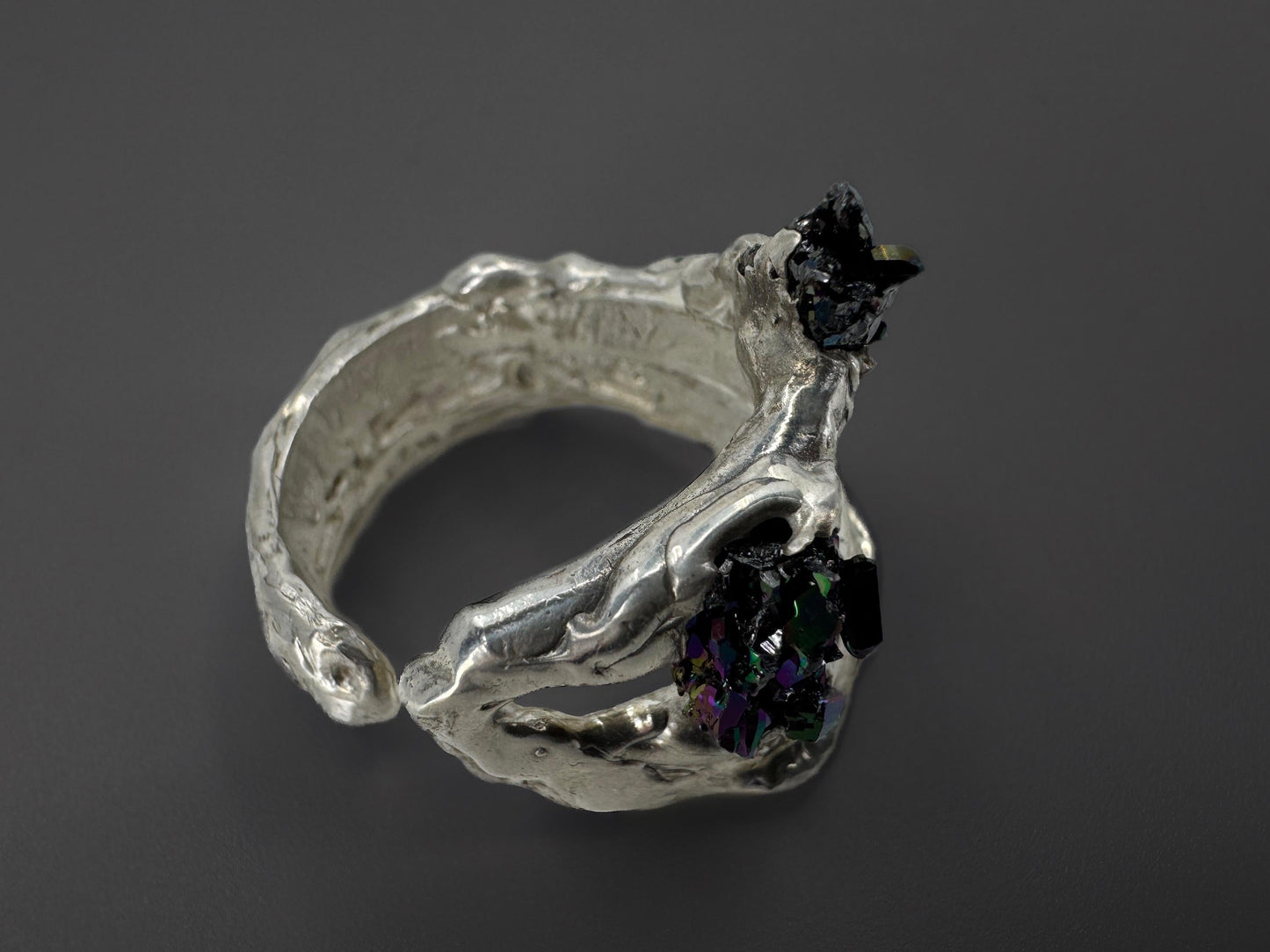 Black Stone Open Ring