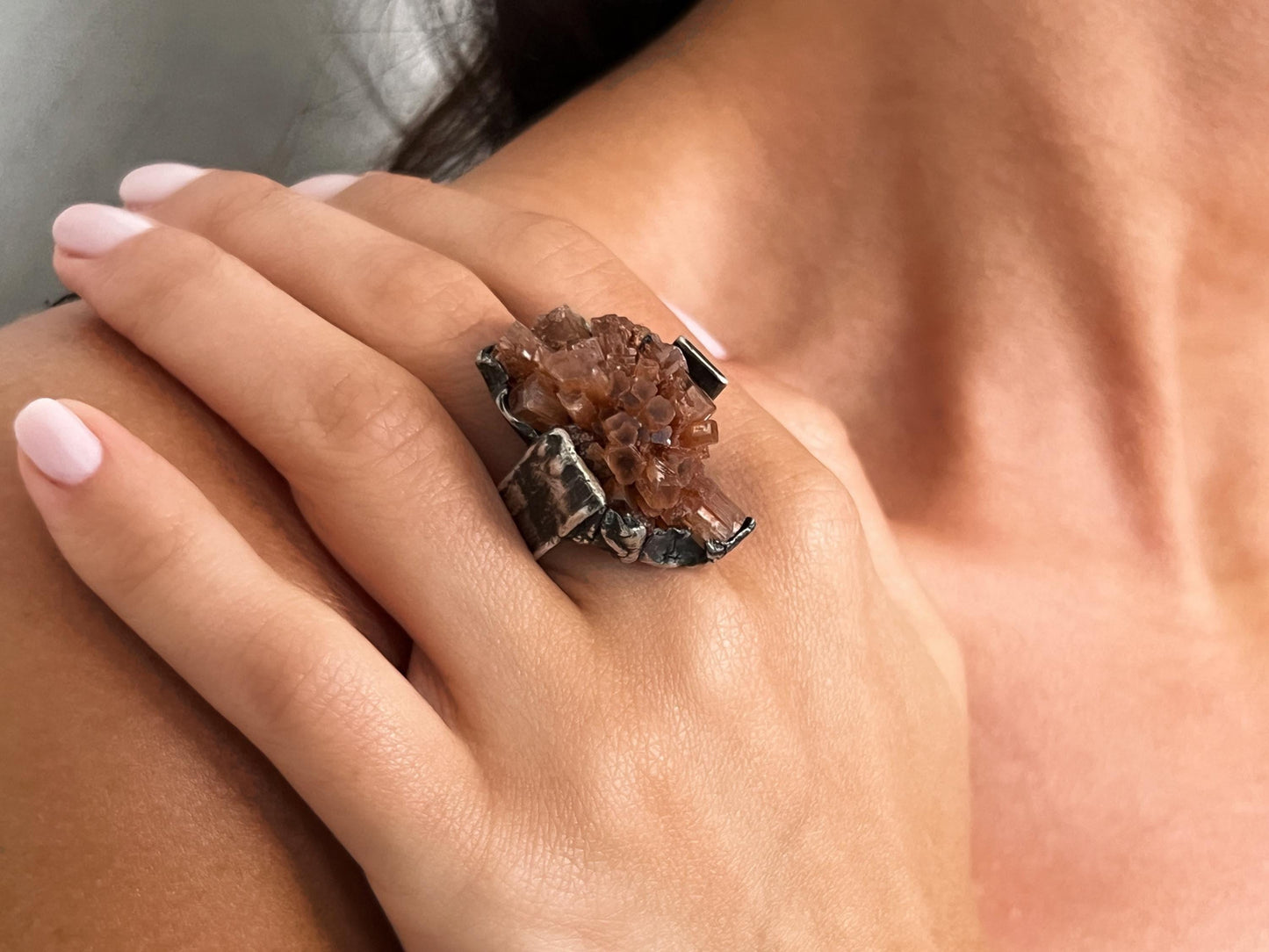 Aragonite Crystal Ring