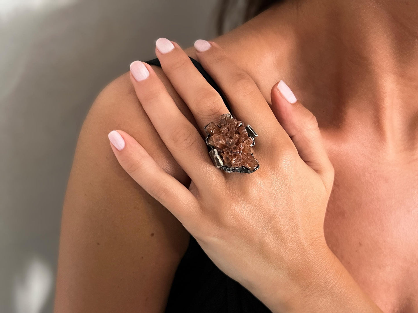 Aragonite Crystal Ring