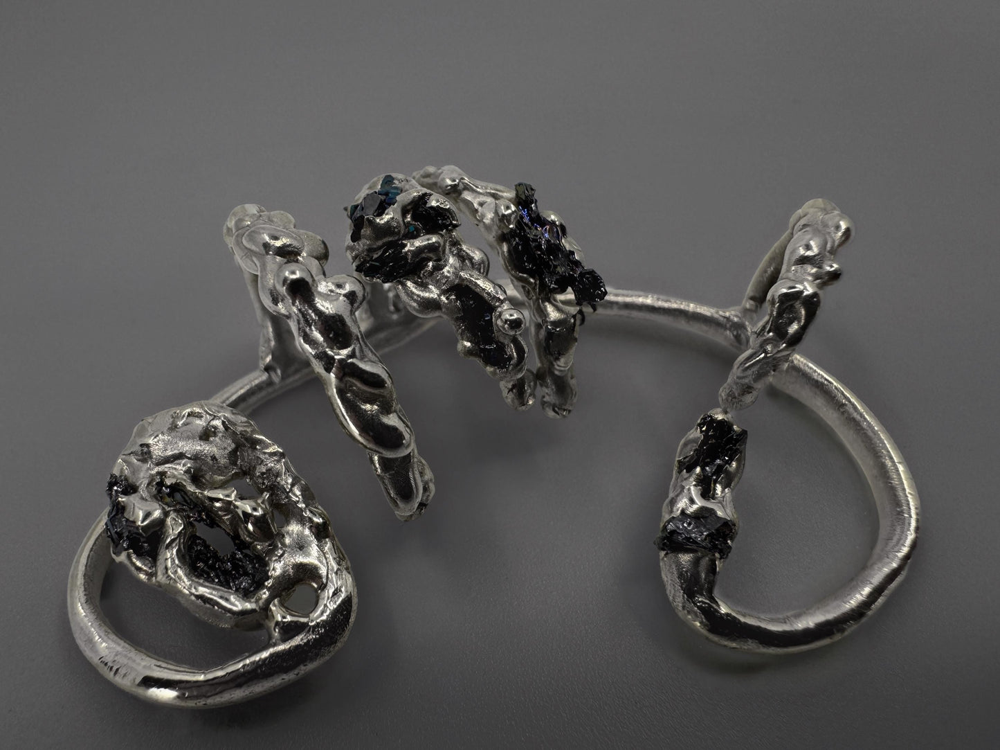 Black Stone Wrap Earring
