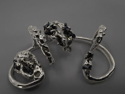 Black Stone Wrap Earring