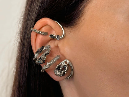 Black Stone Wrap Earring