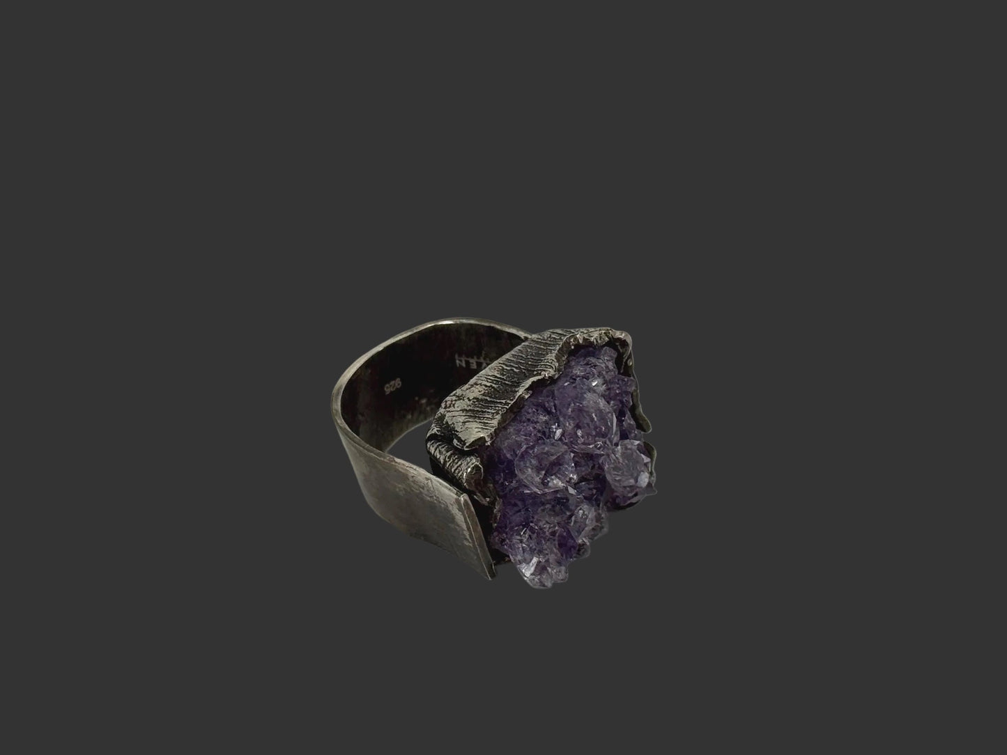 Raw Amethyst Silver Ring
