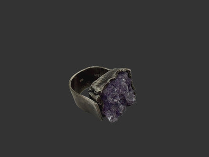 Raw Amethyst Silver Ring